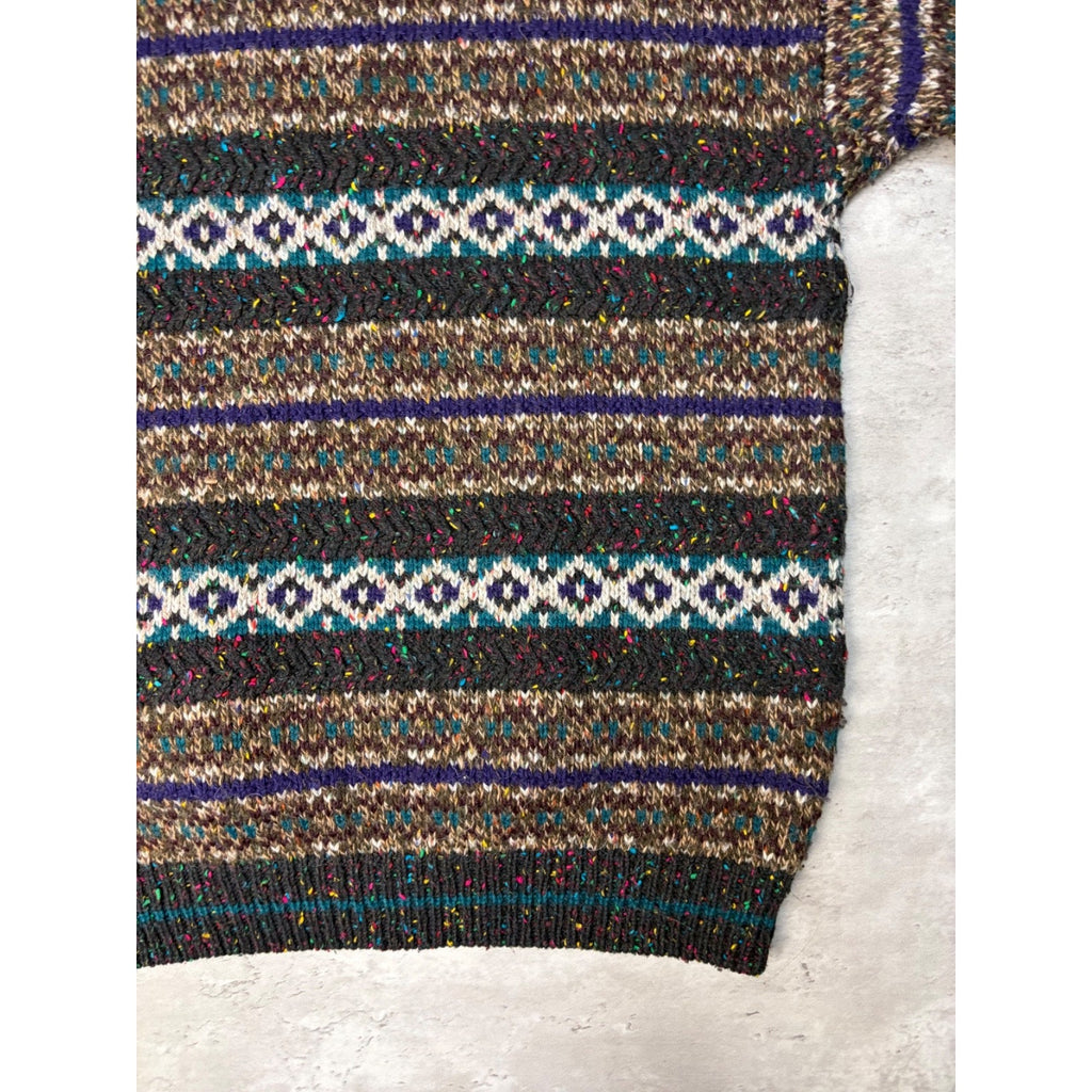 Vintage 80s/90s Jockey Abstract Striped Pullover Knit Sweater Size Medium
