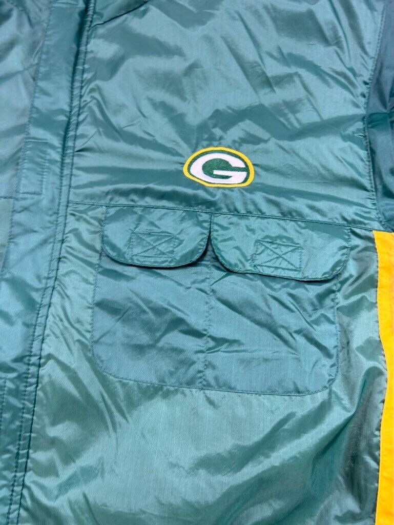 Vintage 90s Green Bay Packers NFL Embroidered Convertible Nylon Jacket Sz Large