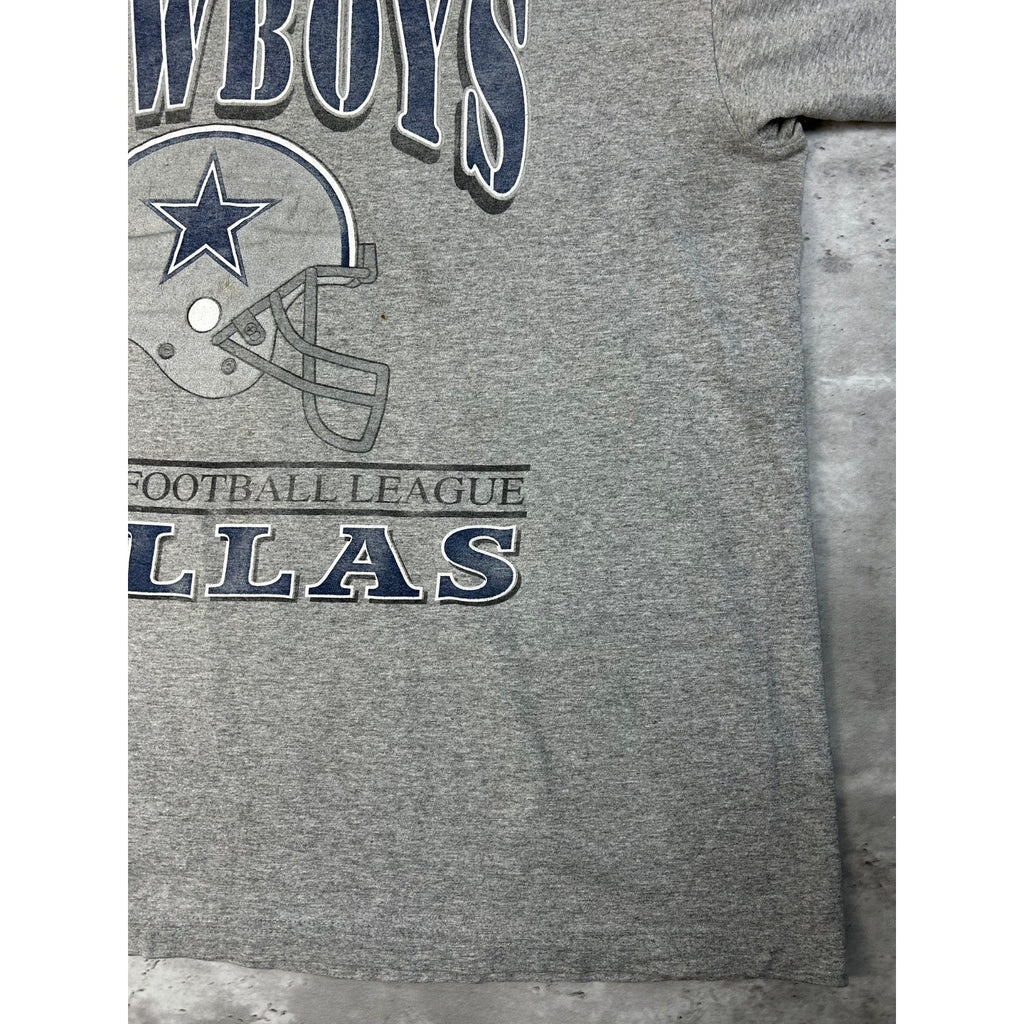 Vintage 90s Dallas Cowboys NFL Helmet Graphic Spellout T-Shirt Size XL