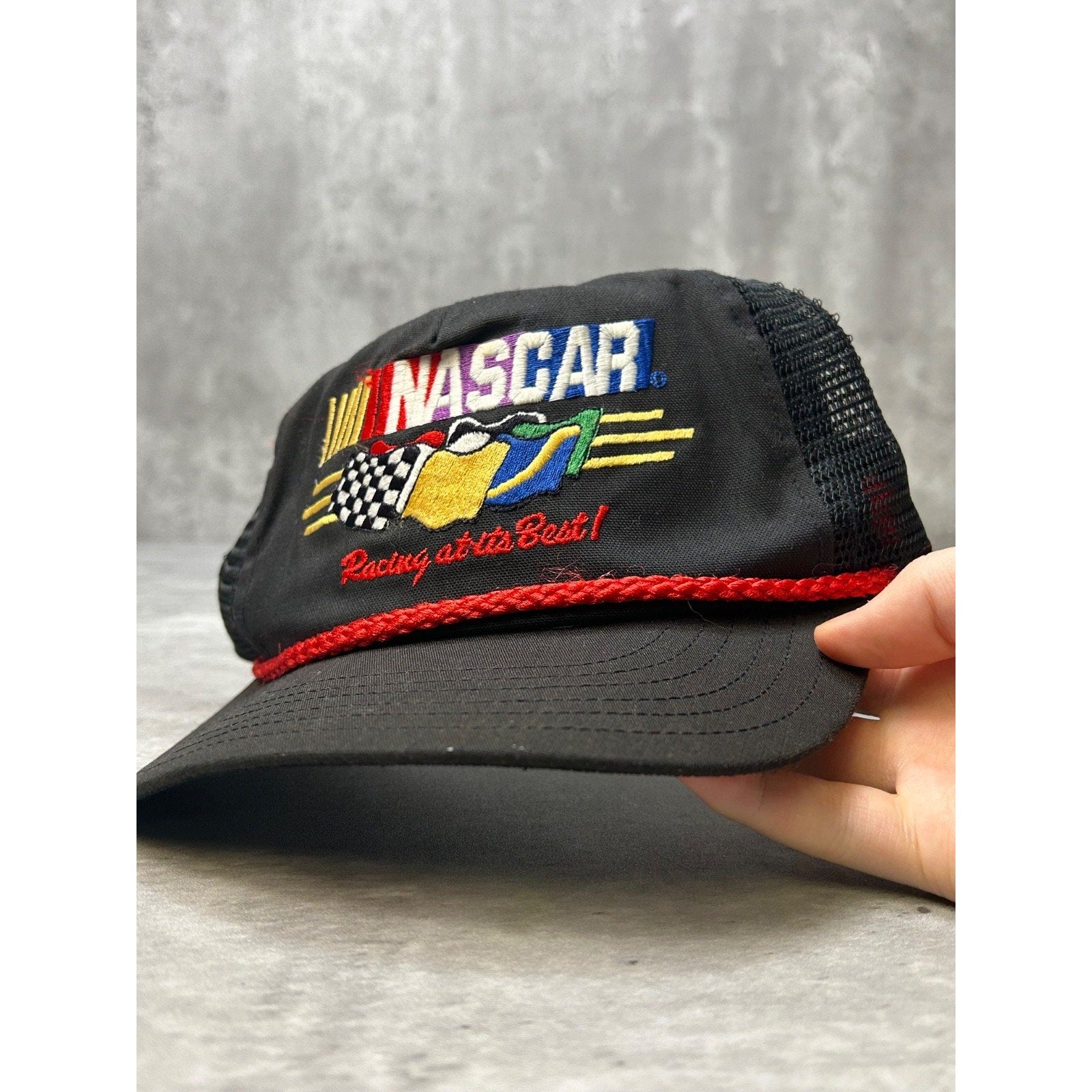 Vintage 90s Nascar Racing At It Best Embroidered Spellout Snapback Hat OSFA