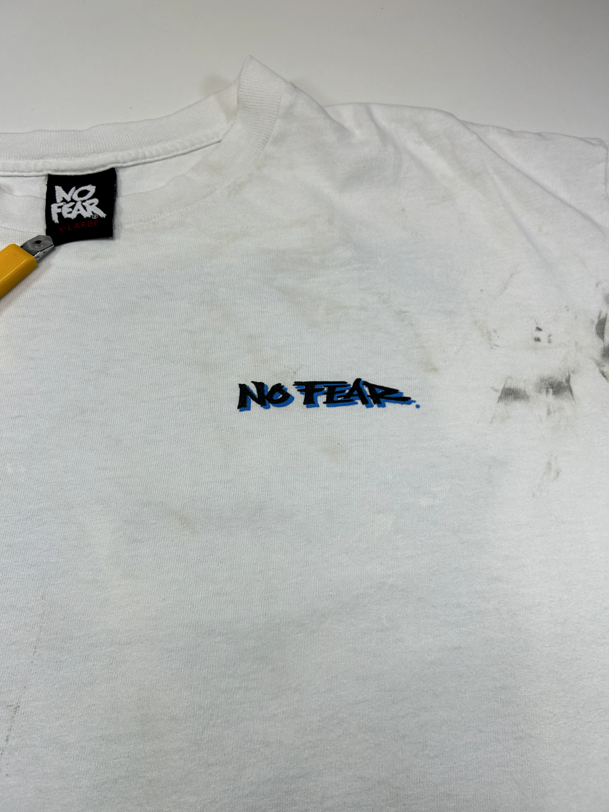 Vintage No Fear Its How Big You Play Slogan Graphic T-Shirt Size XL White