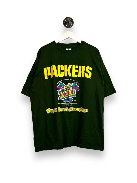 Vintage 1997 Green Bay Packers NFL Super Bowl XXXI Super Bowl T-Shirt Size 2XL