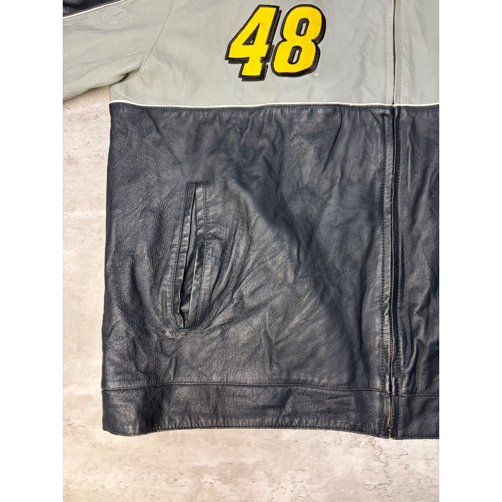Vintage Jimmie Johnson #48 Nascar Embroidered Leather Race Jacket Size 2XL