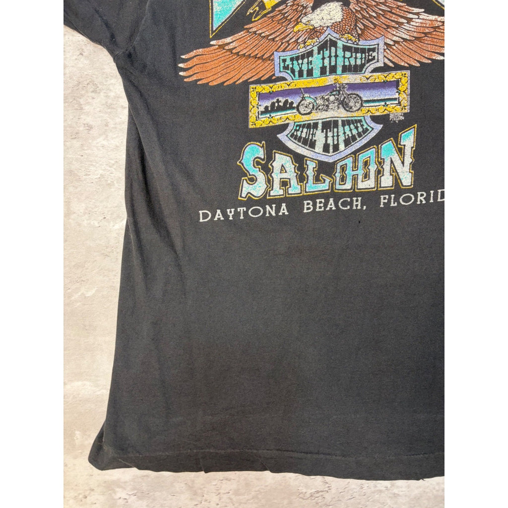 Vintage 90s Boothill Saloon Daytona Beach Eagle Graphic T-Shirt Size Large