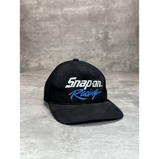 Vintage 90s Snap On Racing Embroidered Spell Out Snapback Hat OSFA Black