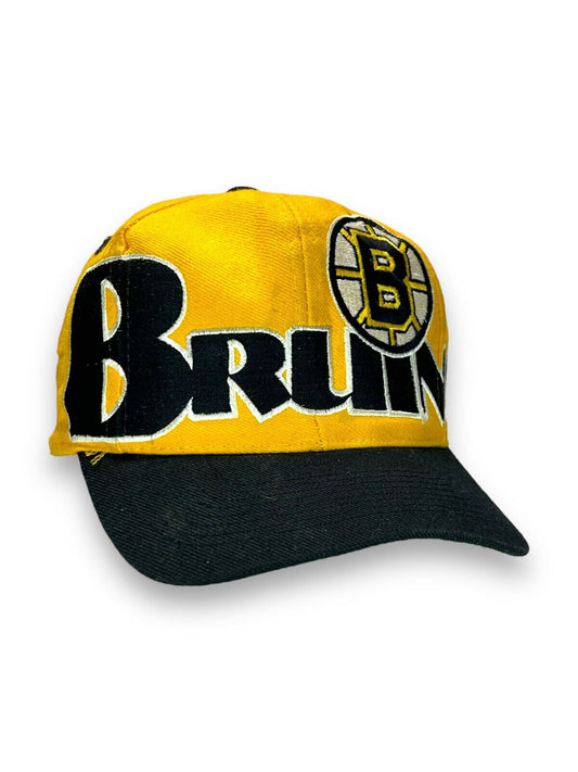 Vintage 90s Boston Bruins NHL Big Spell Out Snapback Hat OSFA