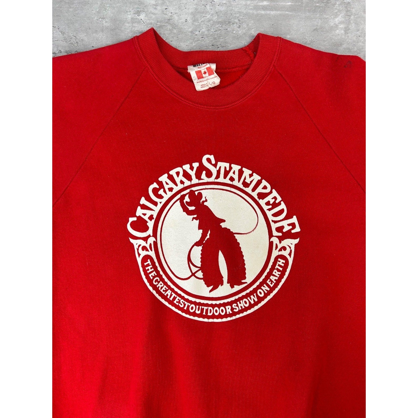 Vintage 90s Calgary Stampede Destination Spellout Graphic Sweatshirt Size Large