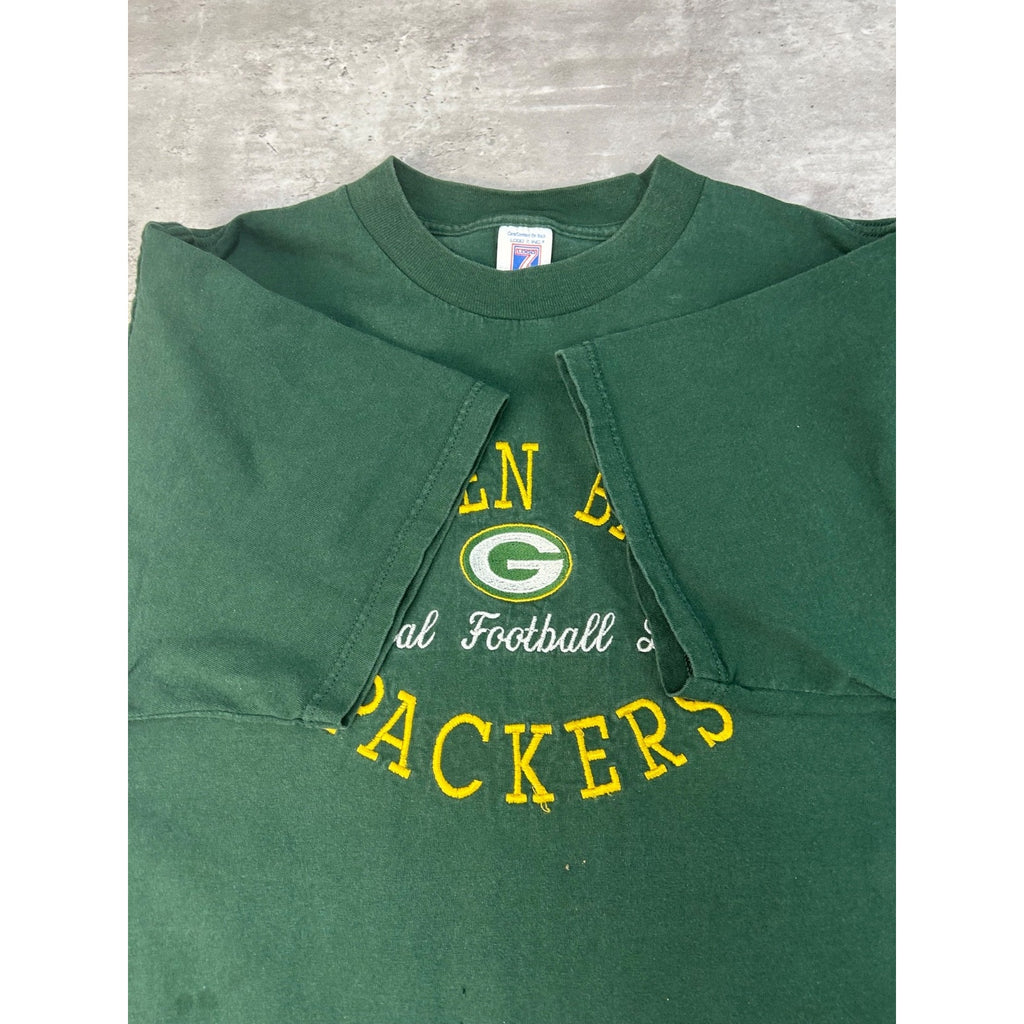 Vintage 90s Green Bay Packers NFL Embroidered Spellout Football T-Shirt Sz Large