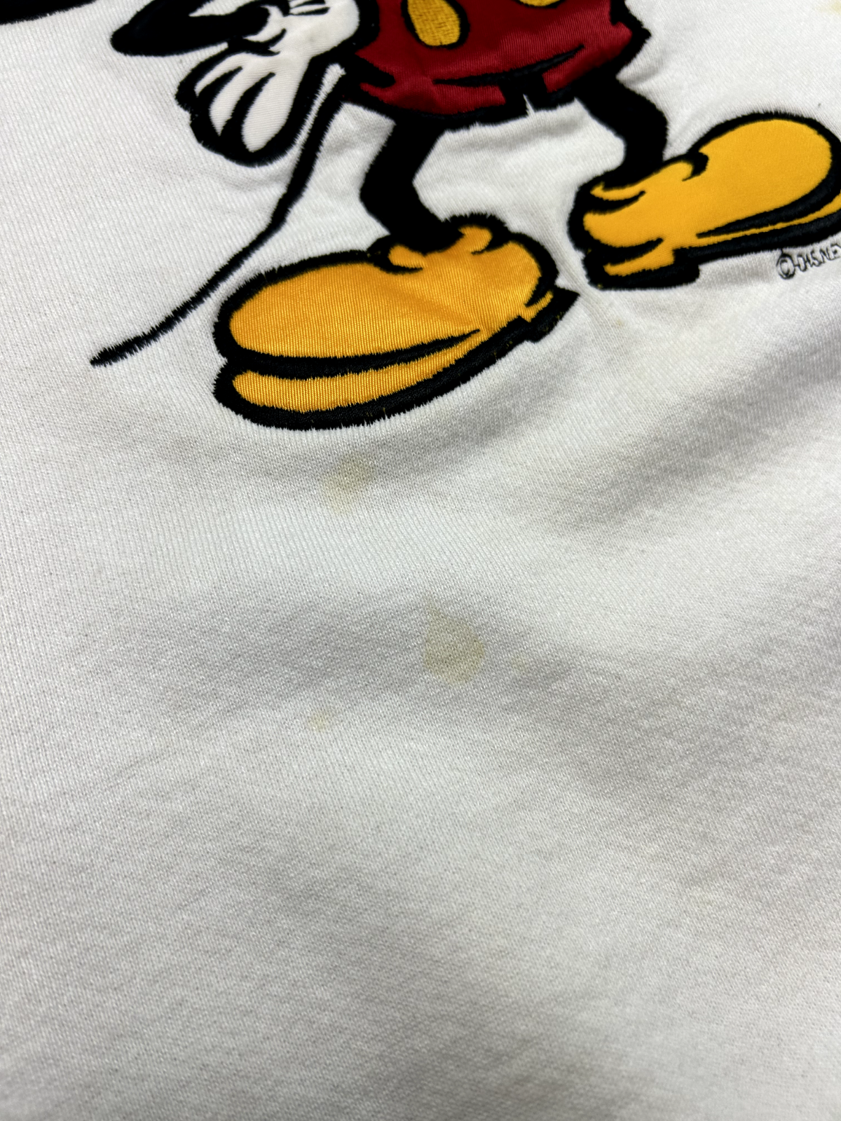 Vintage 90s Disney Mickey Mouse Embroidered Character Sweatshirt Size XL White