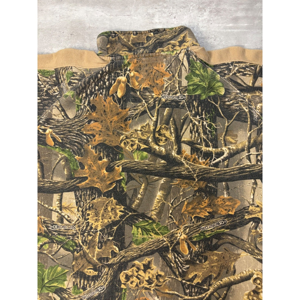 Vintage Cabela's Seclusion 3D Camo 1/4 Zip Mockneck Sweatshirt Size 2XL