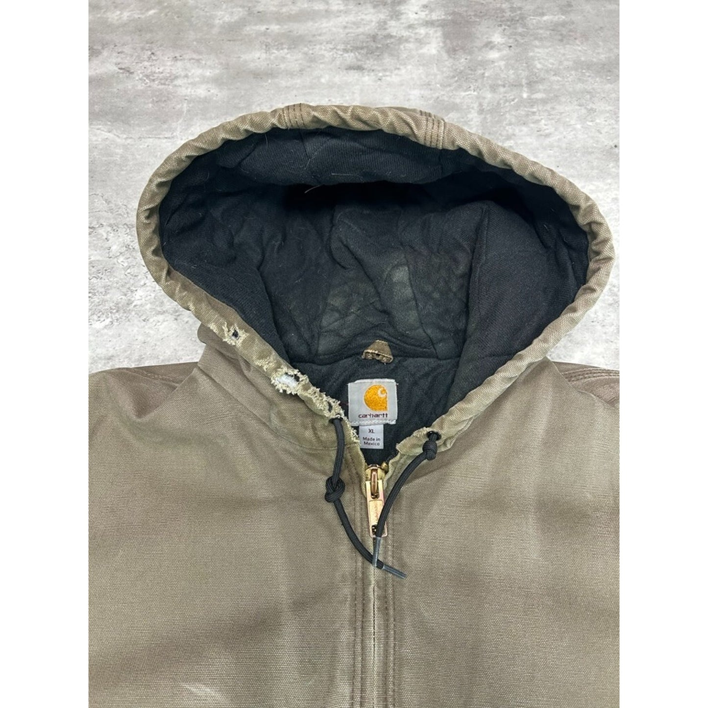 Vintage Carhartt Insulated Canvas Workwear Hooded Active Jacket Size XL