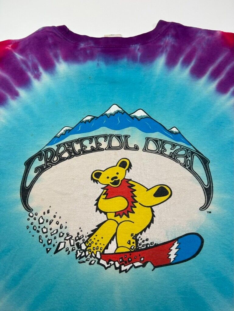 Vtg Grateful Dead Dancing Bears Snowboarding Tye Dye Folk Music T-Shirt Sz 2XL