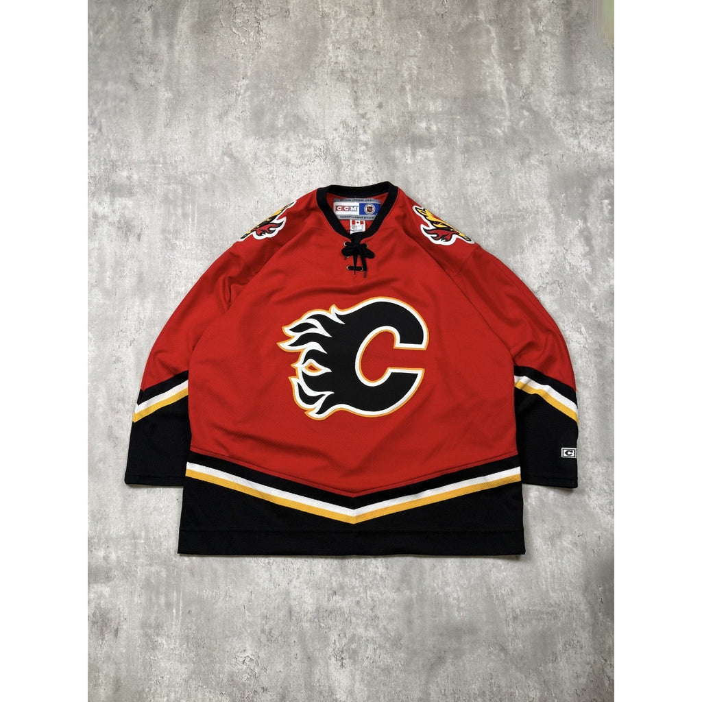 Vintage 90s Calgary Flames NHL CCM Stitched Hockey Jersey Size XL