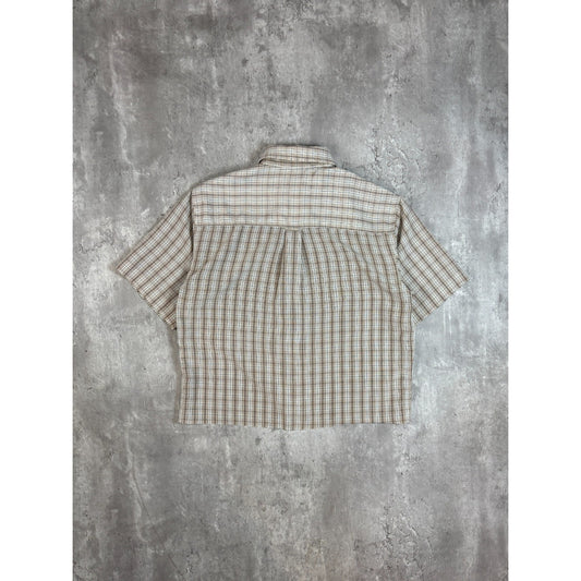 Vintage B.U.M Equipment Plaid Short Sleeve Cropped Button Up Shirt Size Medium