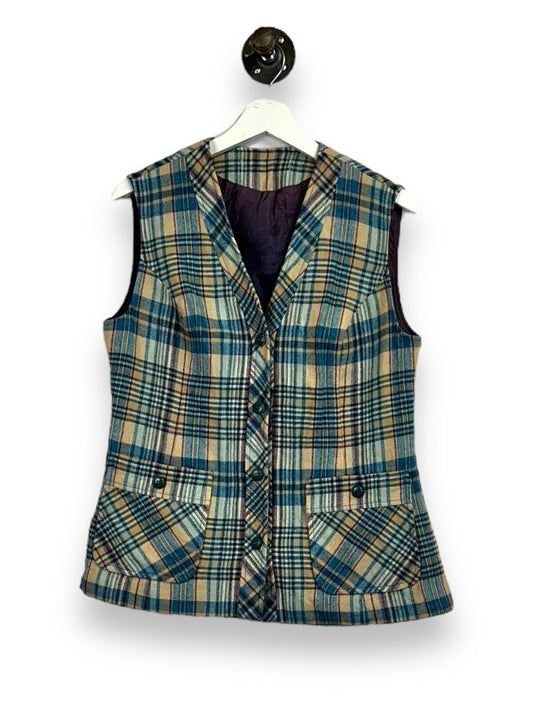 Vintage 70s/80s Pendleton Plaid Double Pocket Button Up Vest Jacket Size Small