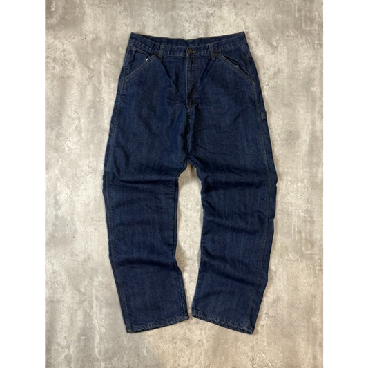 Vintage Wrangler Jeans Dark Wash Denim Workwear Carpenter Pants Size 35