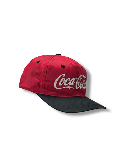 Vintage 90s Coca Cola Embroidered Spell Out Two Tone Snapback Hat OSFA