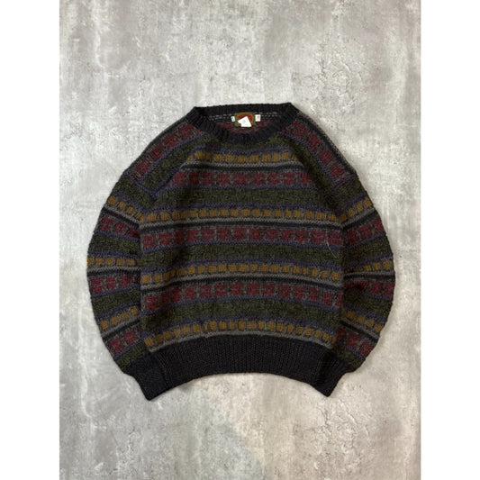 Vintage 90s Boston Traders Striped Print Pullover 100% Wool Knit Sweater Sz Med