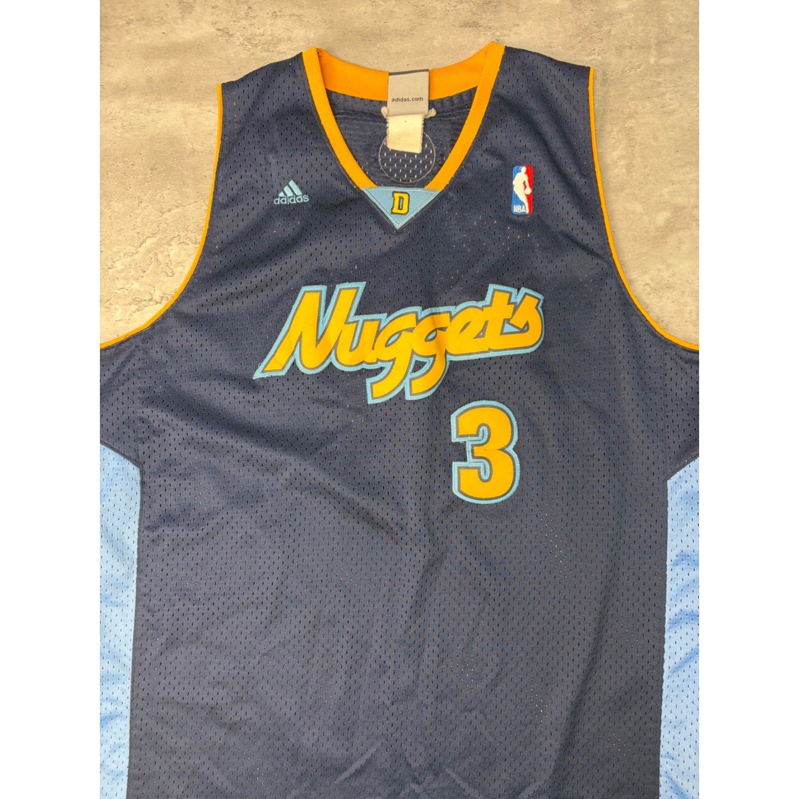 Vintage Allen Iverson #3 Denver Nuggets NBA Adidas Basketball Jersey Size 2XL
