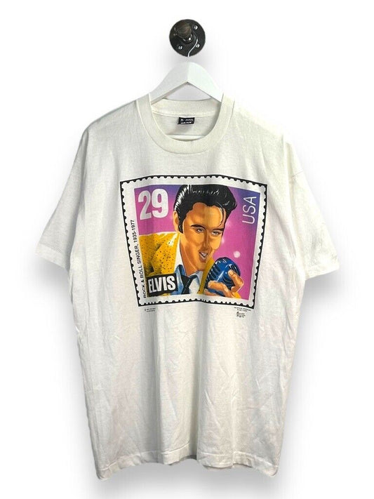 Vintage 1992 Elvis Rock & Roll Stamp Big Graphic Music T-Shirt Size XL