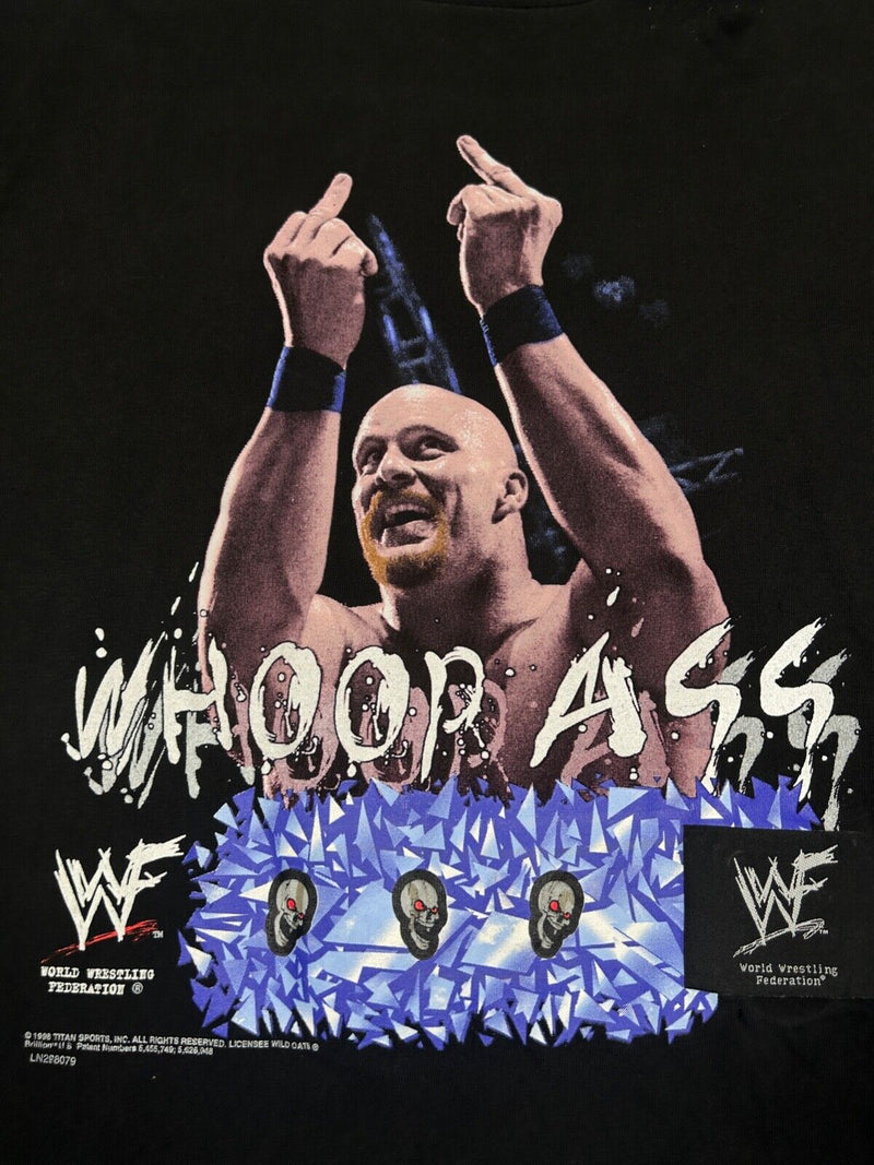 Vintage 1998 WWF Stone Cold Whoop Ass Middle Finger Wrestling T-Shirt Size XL
