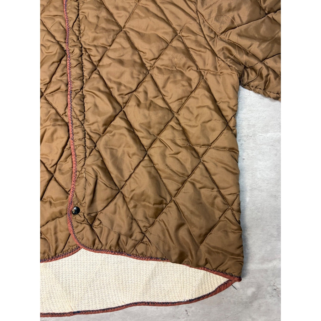 Vintage 1950s Brown Quilted Thermal Lined Full Zip Jacket Size Small