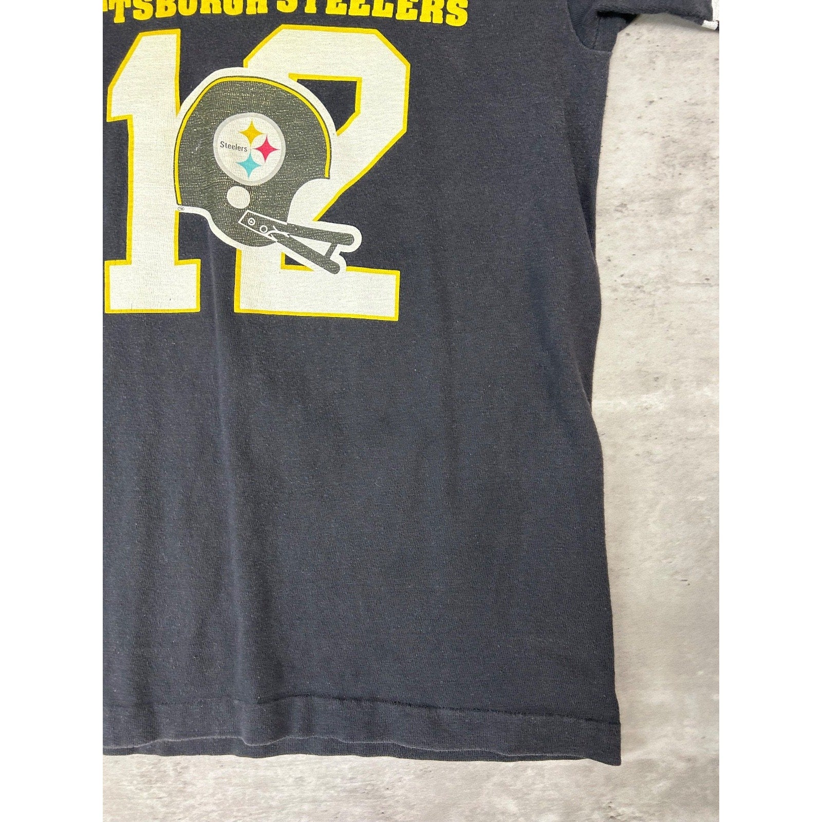 Vintage 90s Pittsburgh Steelers #12 NFL Helmet Graphic Football Jersey Sz Large