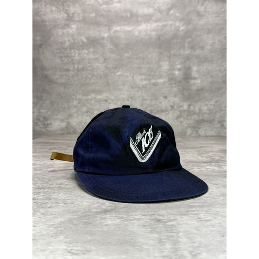 Vintage 90s Black Ice Beer Embroidered Spellout Strapback Hat OSFA Navy Blue