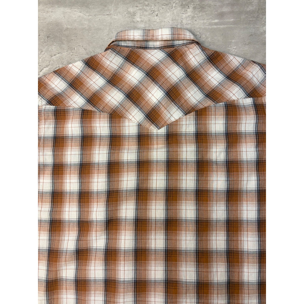 VTG 90s Wrangler Western Pearl Snap Reworked Cropped Button Up Shirt Sz Large