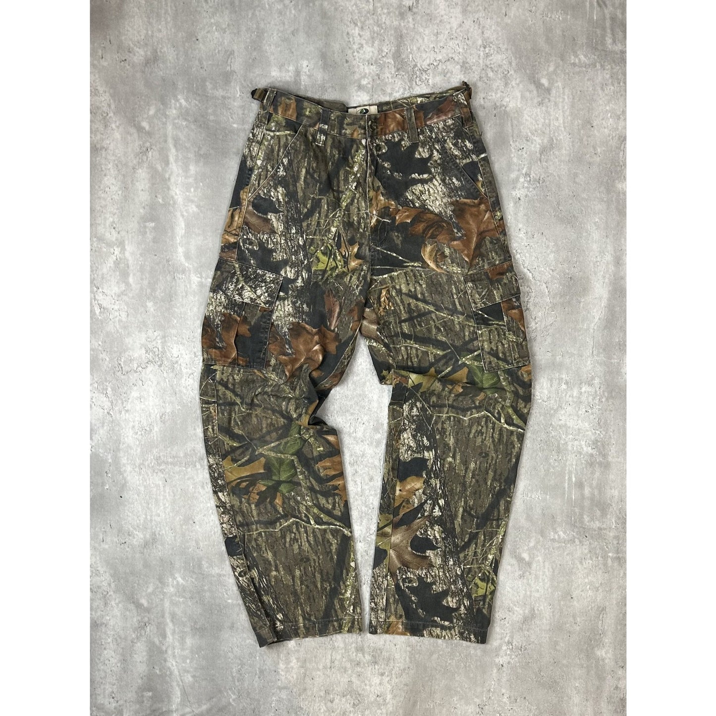 Vintage Mossy Oak Tree Camo Hunting Cargo Pants Size XL YOUTH Green/Brown