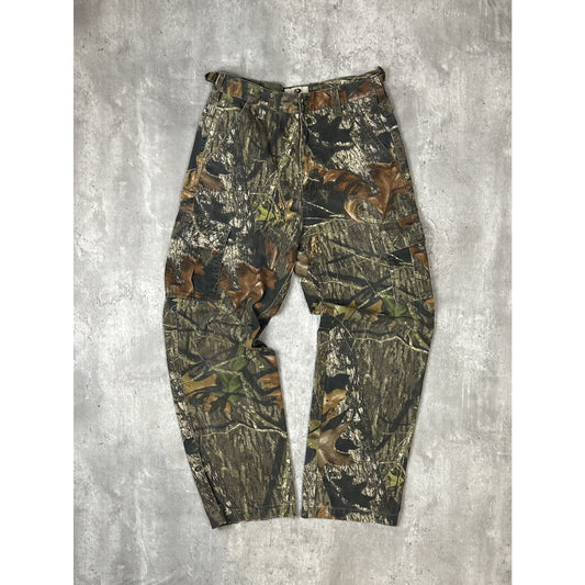 Vintage Mossy Oak Tree Camo Hunting Cargo Pants Size XL YOUTH Green/Brown