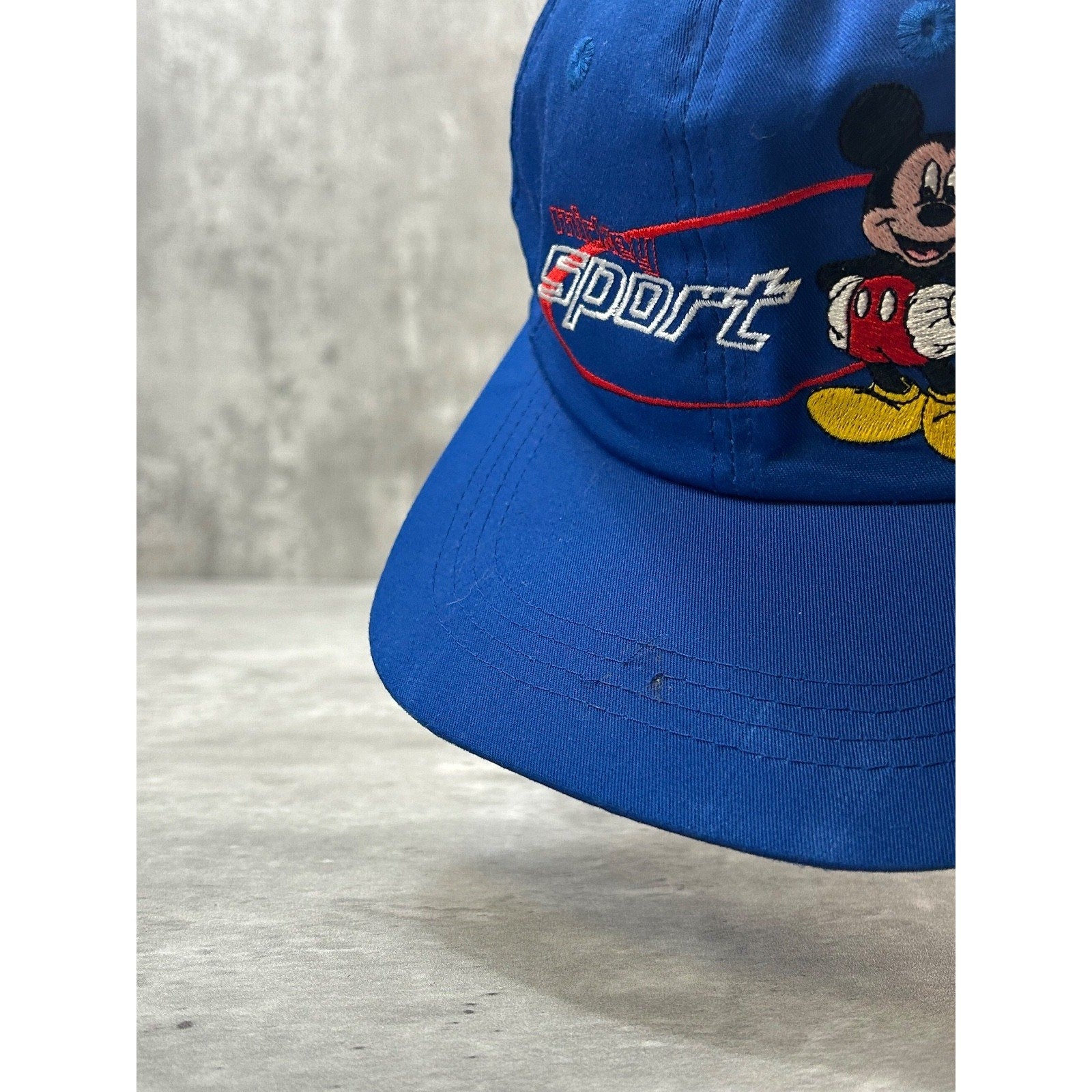 Vintage 90s Disney Mickey Sport Embroidered Elastic Strap Hat OSFA