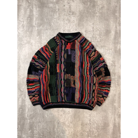 Vintage 90s Tundra Abstract 3D Print Pullover Knit Sweater Size XL