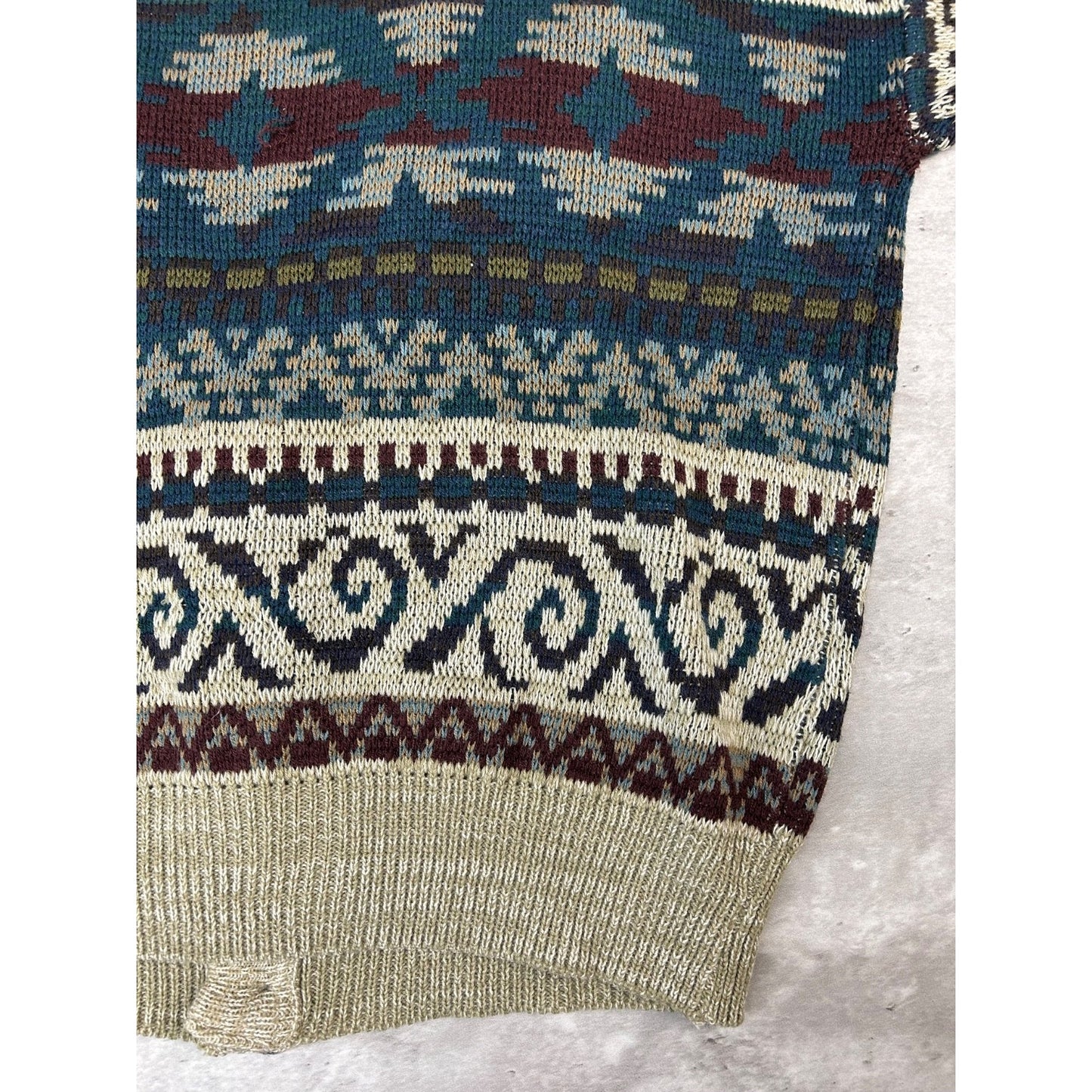 Vintage 90s Design Crew Abstract Striped Knit Cardigan Sweater Size Large