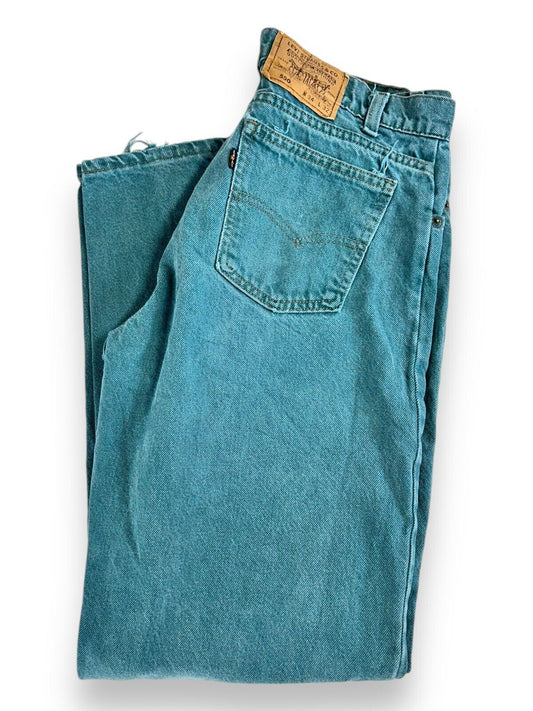 Vintage 90s Levis 550 Blue Tab Teal Wash Denim Pants Size 32W