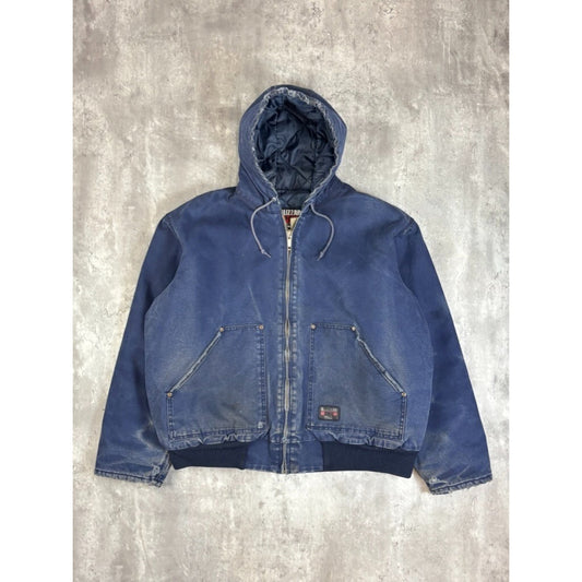 Vintage Blizzard Pruf By Walls Canvas Workwear Hooded Jacket Size XXL Blue