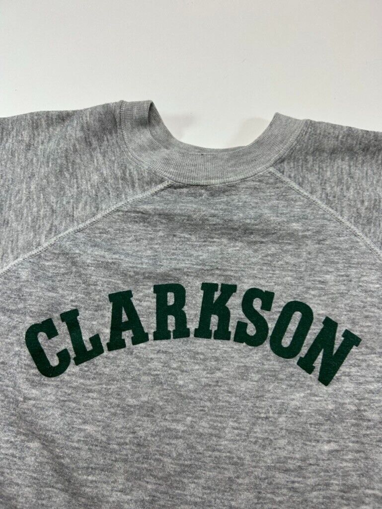 Vintage 70s/80s Clarkson Arc Spellout Graphic Sweatshirt Size XL Gray