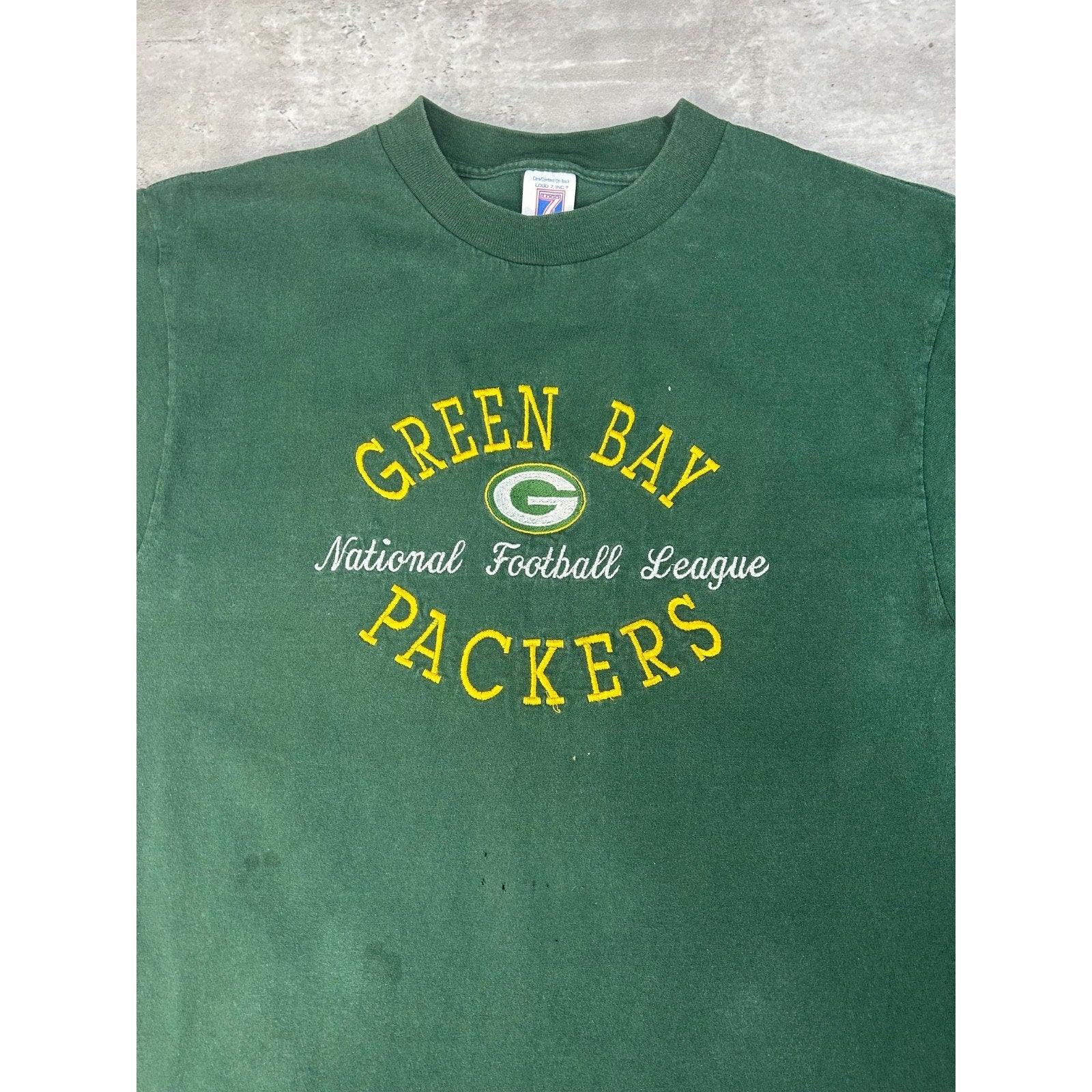 Vintage 90s Green Bay Packers NFL Embroidered Spellout Football T-Shirt Sz Large