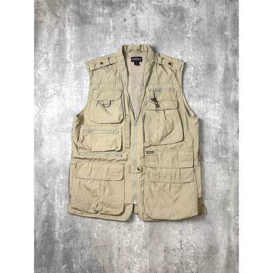 Vintage Woolrich Multi Pocket Full Zip Fishing Jacket Size Large Beige