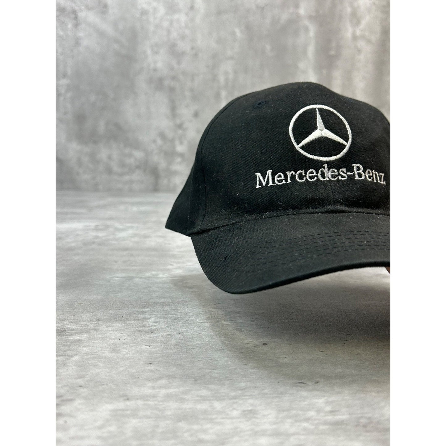 Vintage Mercedes Benz Embroidered Logo Car Strapback Hat OSFA Black