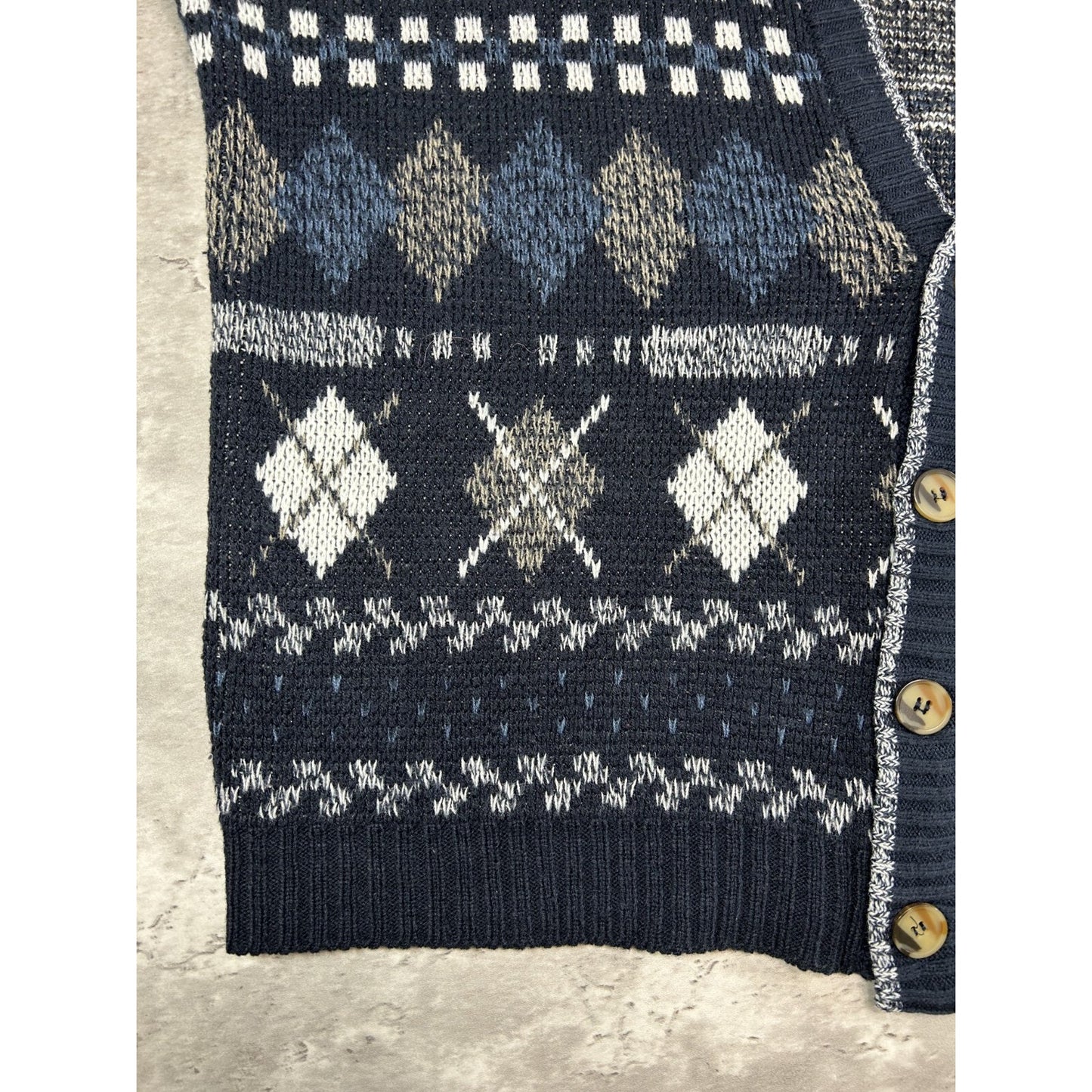 Vintage City Streets Abstract Print Cardigan Knit Sweater Size XL