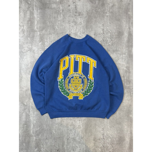 Vintage 90s Pitt Panthers NCAA Collegiate Crest Graphic Sweatshirt Size Large