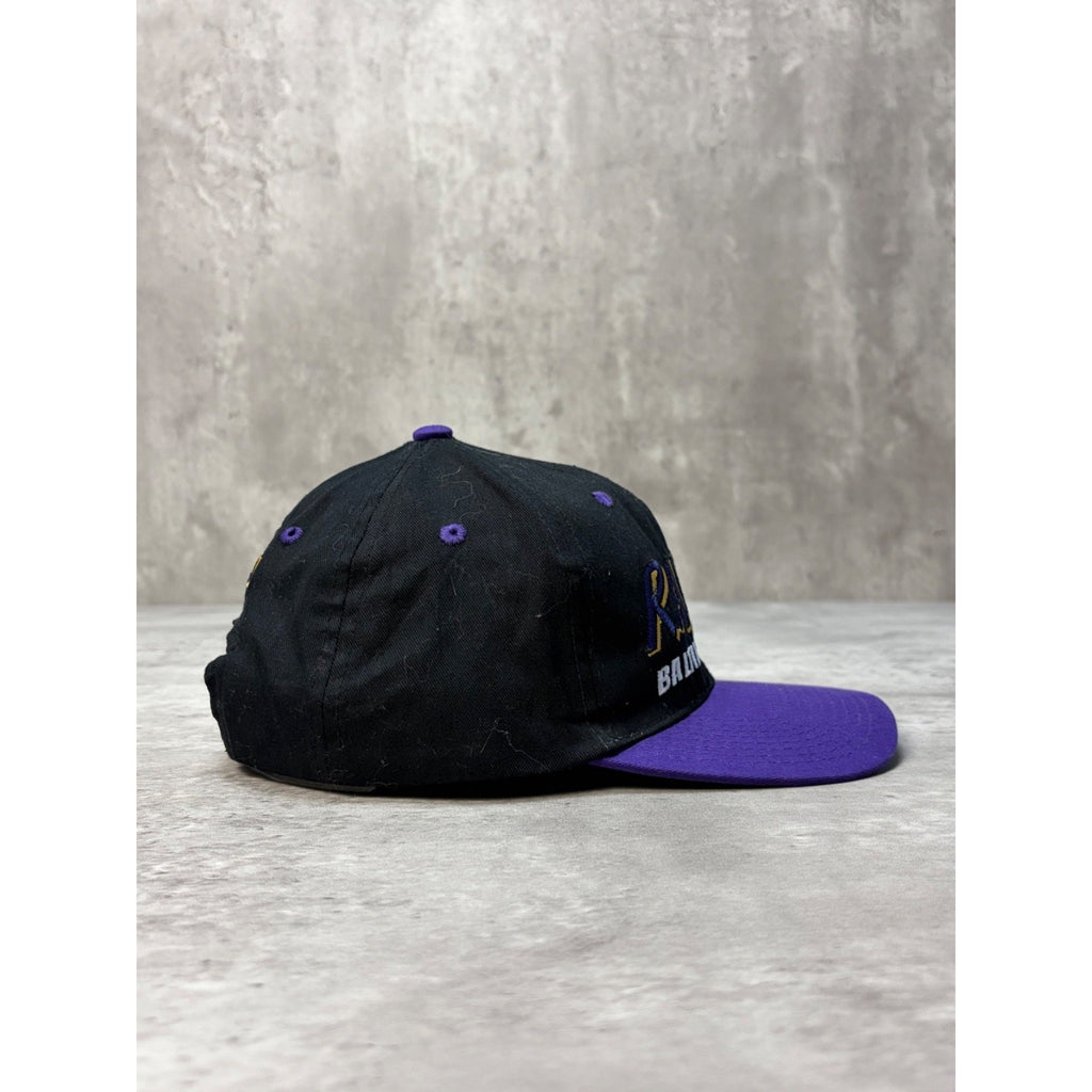 Vintage Baltimore Ravens NFL Embroidered Spellout Football Snapback Hat OSFA