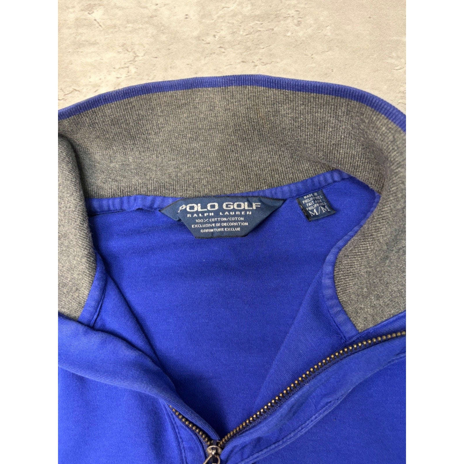 Vintage Polo Golf 1/4 Zip Pullover Collared Blue Sweatshirt Size Medium