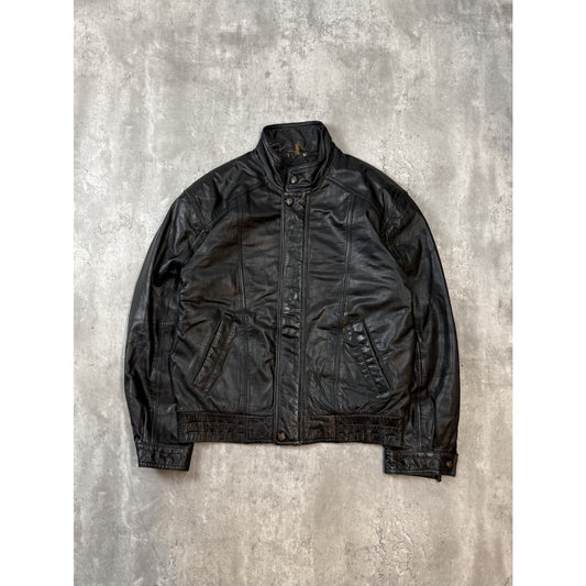 Vintage 90s Danier Full Zip Leather Bomber Jacket Size Small Black