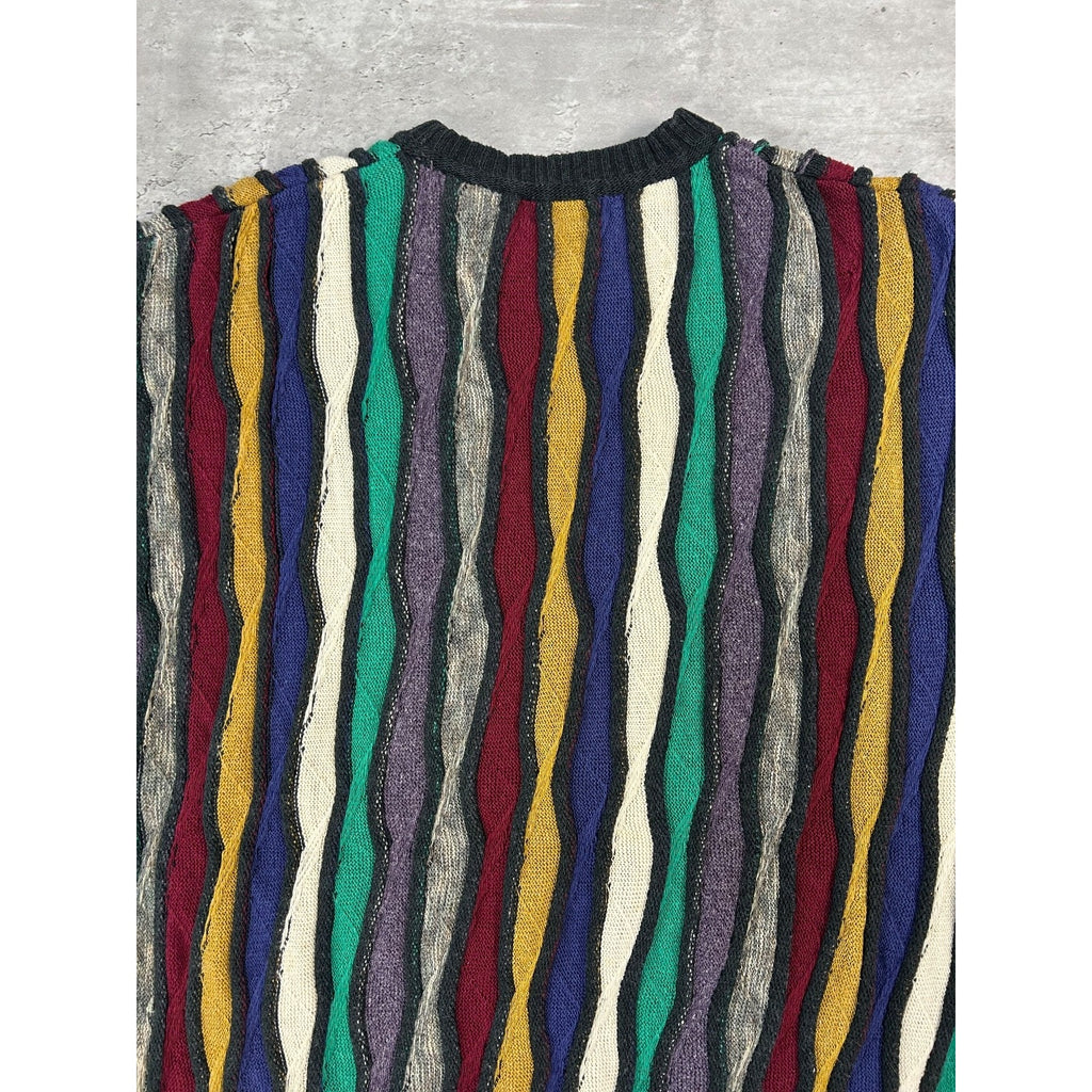 Vintage 90s Alfani 3D Striped Print Pullover Knit Sweater Size XL