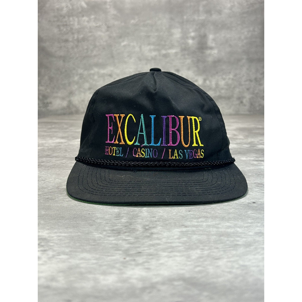 VTG 90s Excalibur Las Vegas Embroidered Spellout Destination Snapback Hat OSFA