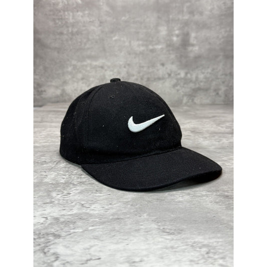 Vintage Nike Embroidered Swoosh Strapback Hat OSFA Black