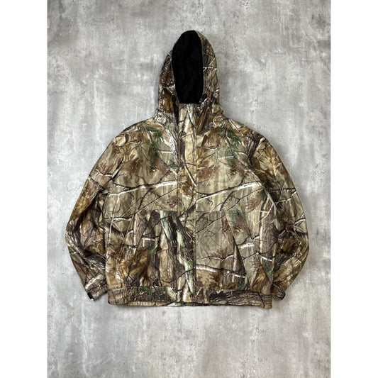 Vintage Field And Streams Realtree Camo Hooded Hunting Jacket Size XL