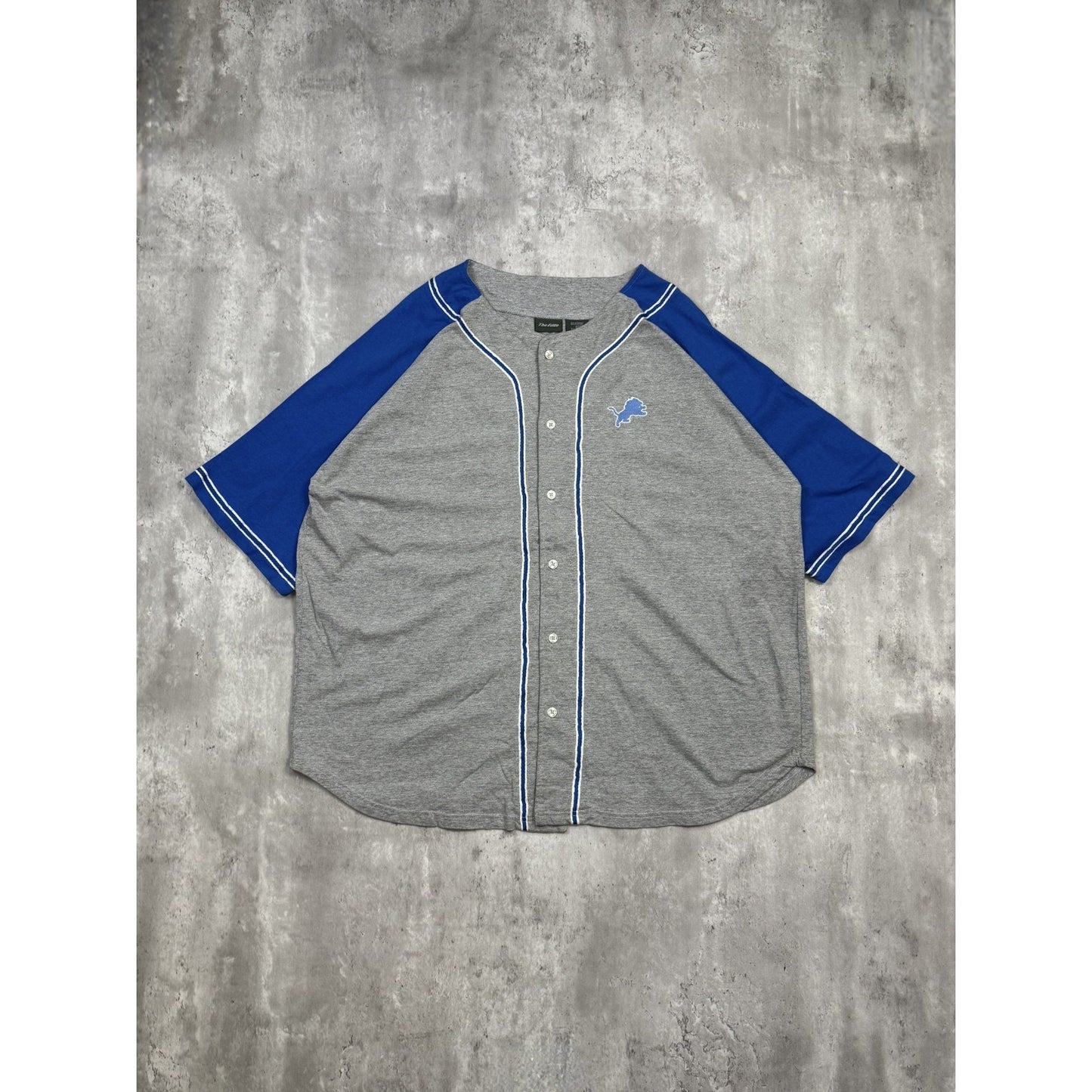 Vintage Detroit Lions NFL Embroidered Two Tone Baseball Jersey Size XL